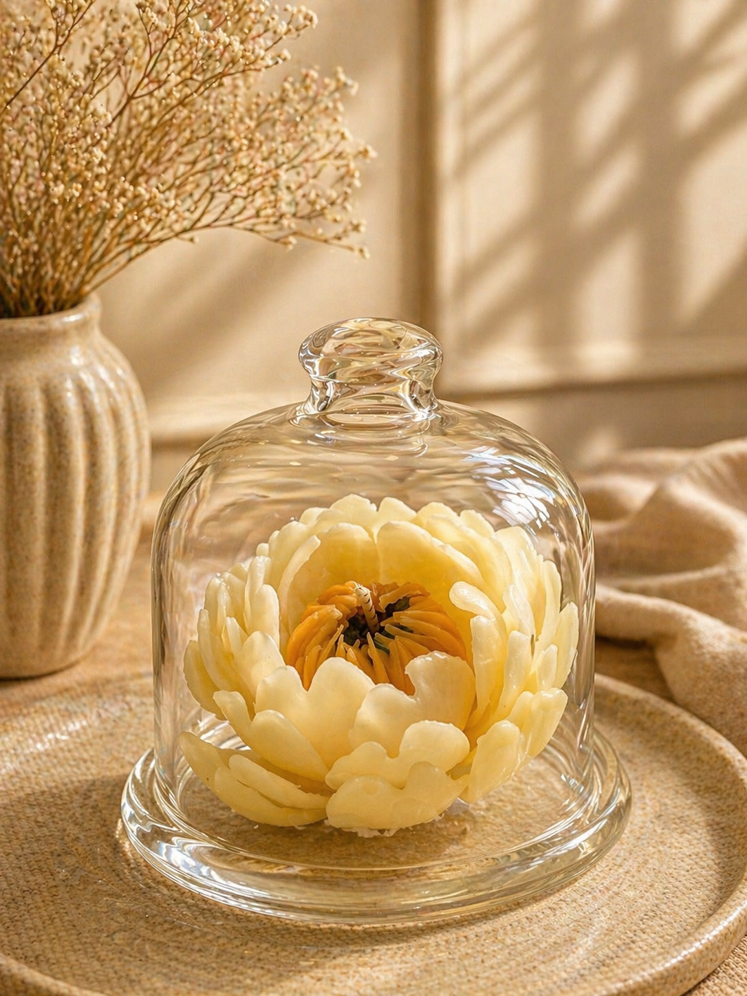 Bougie Pivoine sous Cloche – Édition Illimitée | Collection Fête des Mères