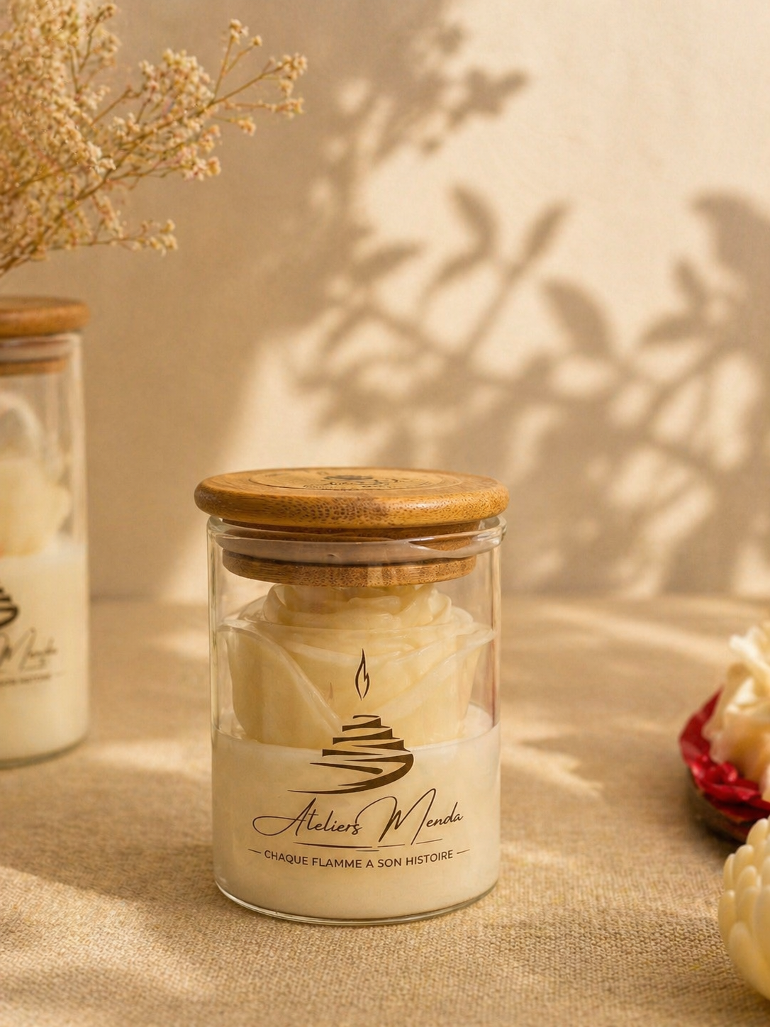 Petite Bougie en Verre Rose | Collection Fête des Mères