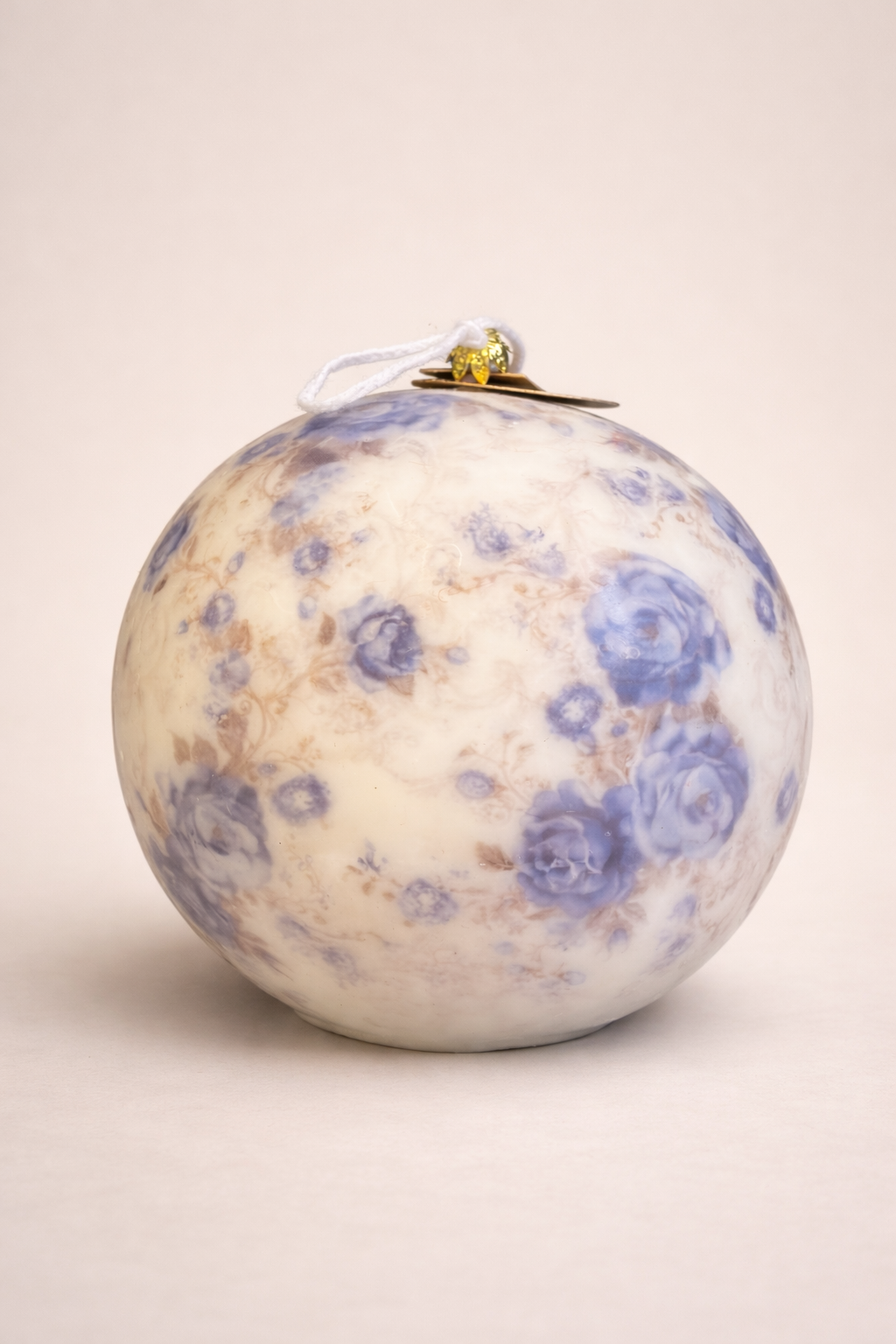 Grande Boule Décorée - Fleurs Bleues