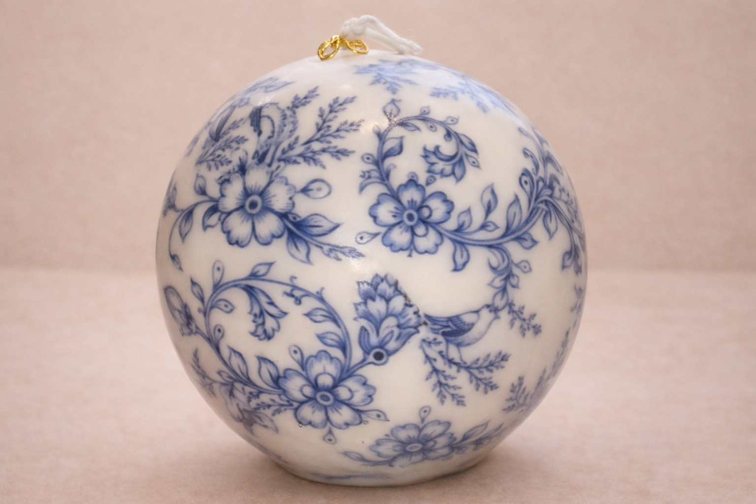 Grande Boule Décorée - Fleurs Bleues