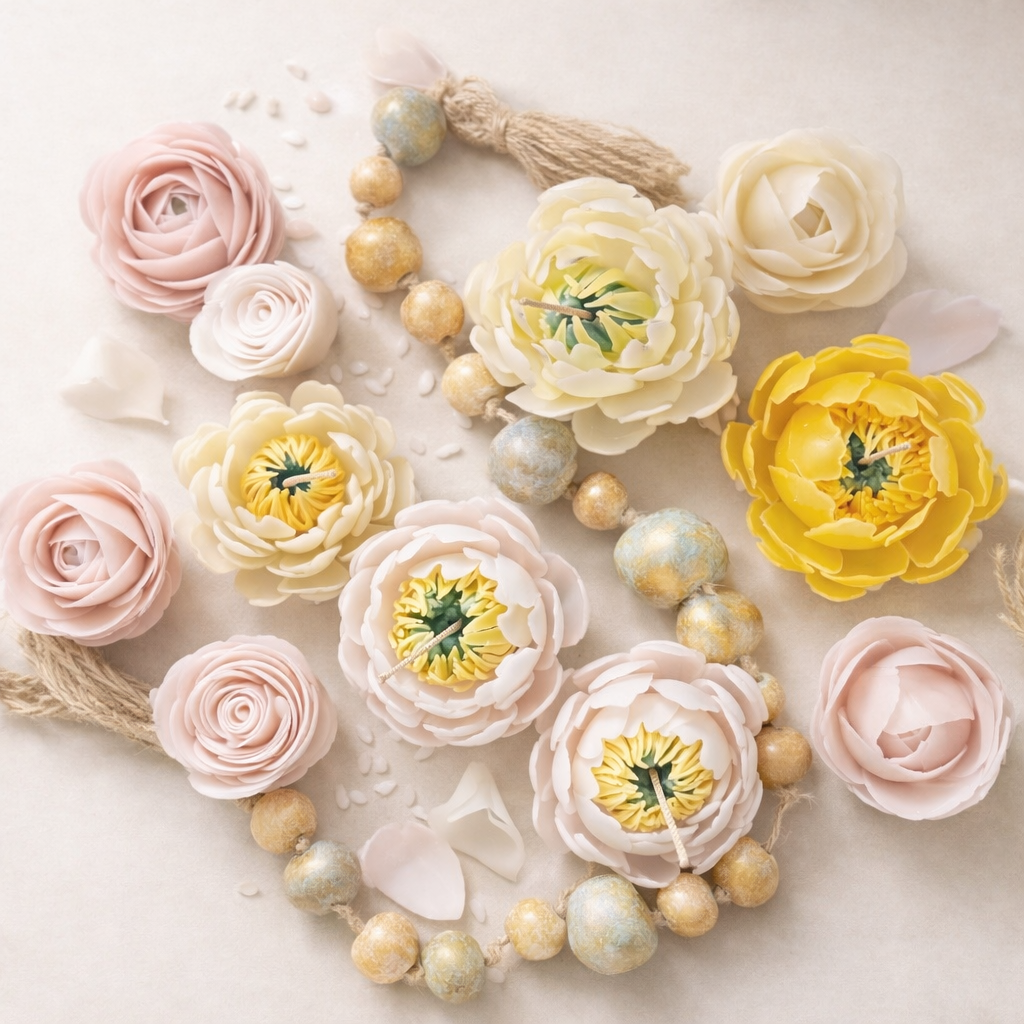 Bougie Sculptée Fleur de Jardin