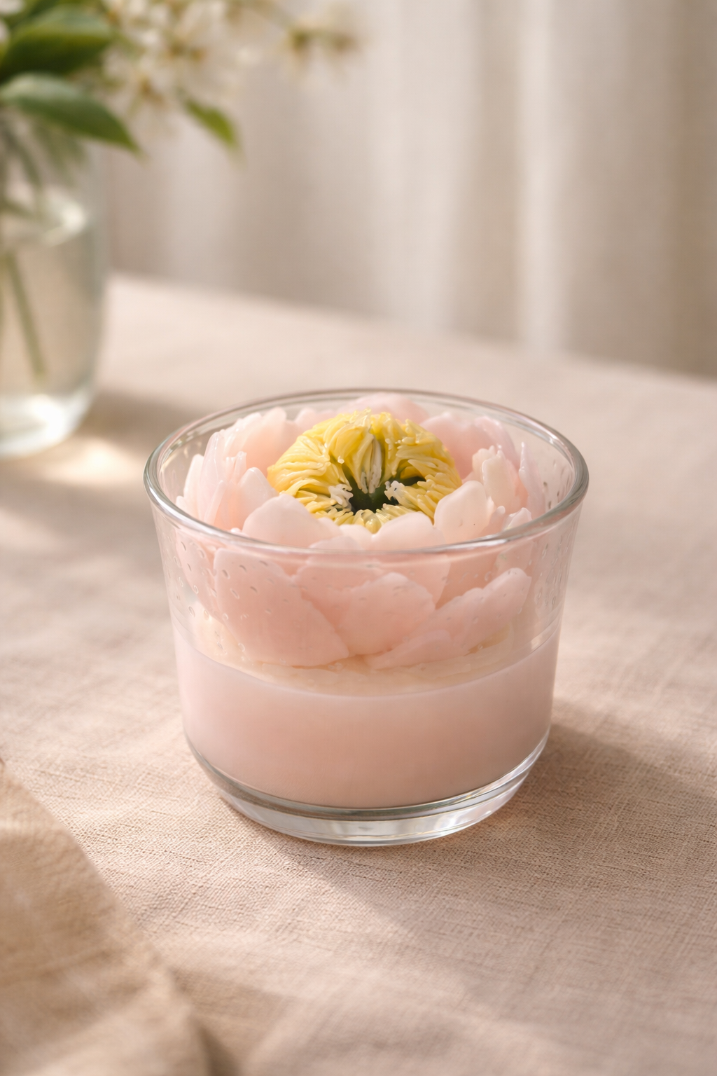 Bougie Pivoine sur Verre