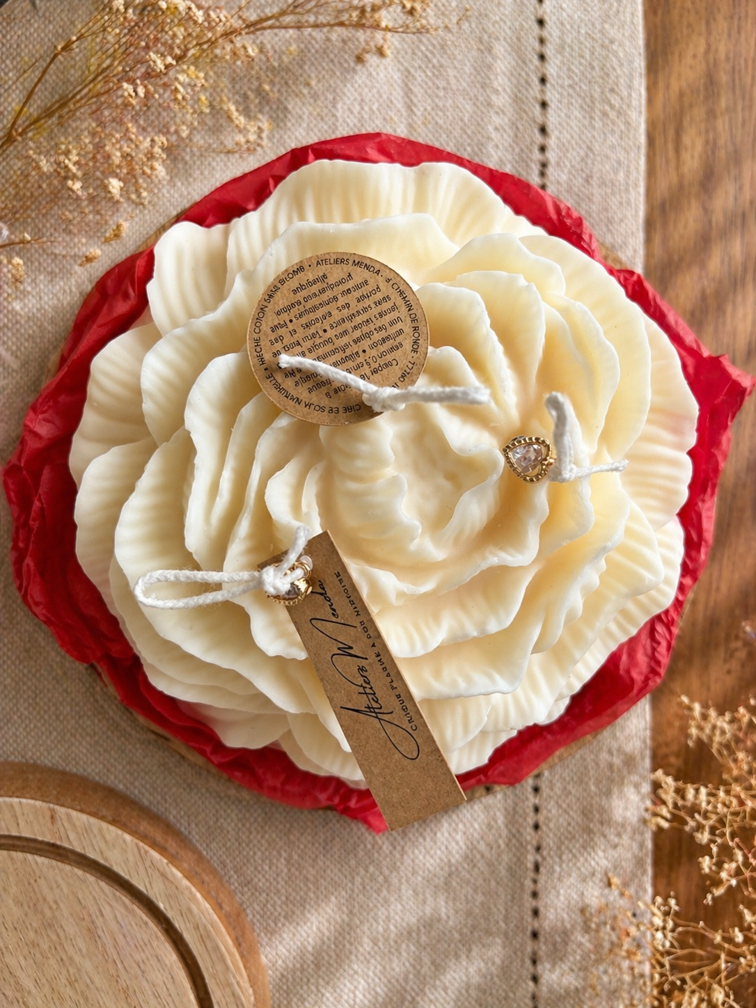 Grande Bougie Rose Moulée | Collection Fête des Mères